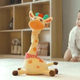 Music Giraffe Toy Singing Dancing Repeating What You Said Dancing Giraffe Flashing LED Lights Adjustable Volume Voice Simulation