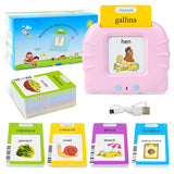 Kids Talking Flash Cards Audio Books Flashcards,Spanish Electronic Cognitive Cards Early Education Learn Words Study Toys Game