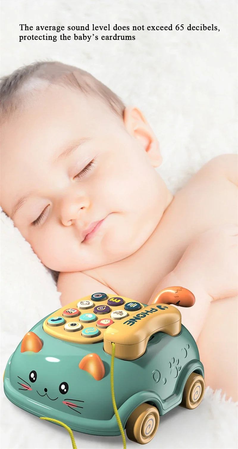 Baby 3-in-1 Musical Phone Toys Toddler Interactive Learning Toy with Lights Cat Telephone Story Early Education Montessori Gift
