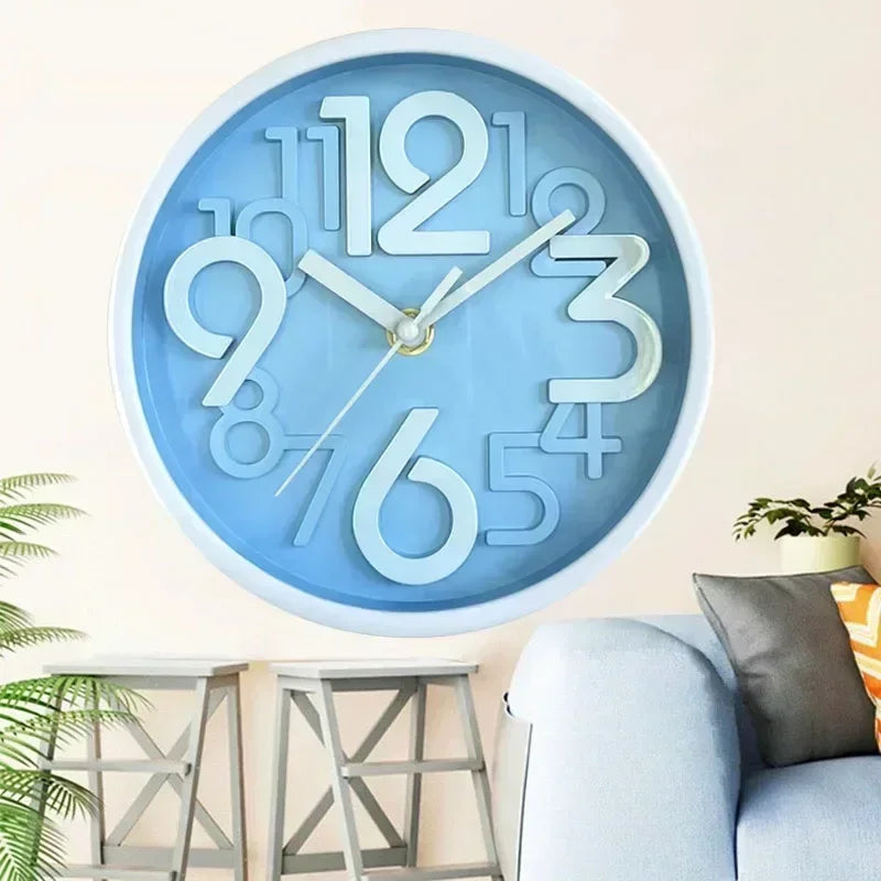 Children's Study Non-Ticking Wall Clock Luxury Silent Battery Operated Round Wall Clock for  Modern Simple Style Home Decor