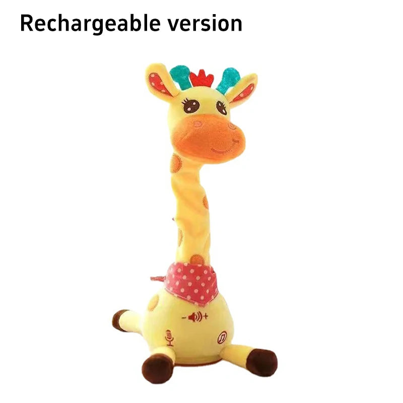 Music Giraffe Toy Singing Dancing Repeating What You Said Dancing Giraffe Flashing LED Lights Adjustable Volume Voice Simulation