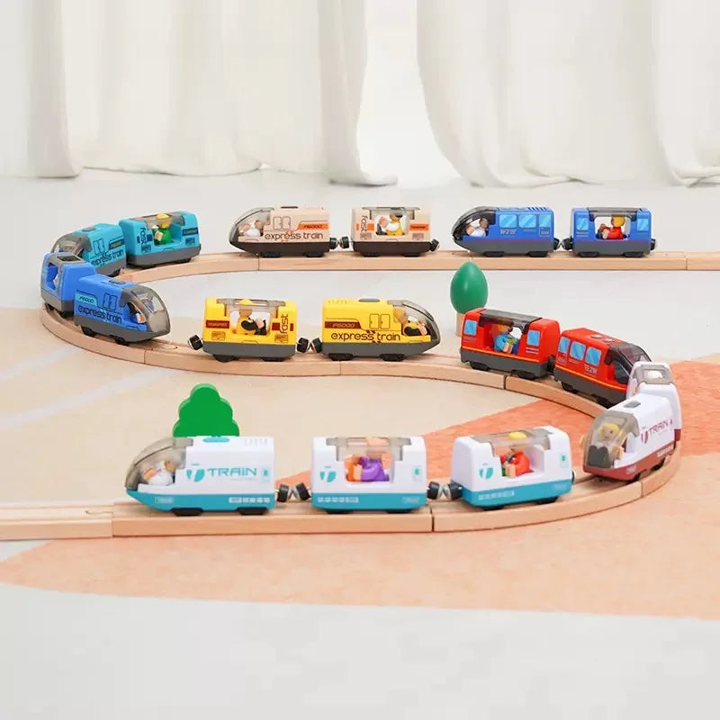 New Electric Universal Simulation High Speed Train Magnetic Locomotive Fit for Wooden Train Track Railway Educational Toys Gifts