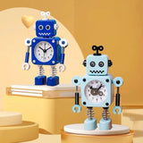Robot Alarm Clock, Non-Ticking Wake-up Clock with Flashing Eye Lights and Rotating Arm, Gift for Kids, Funny Decoration for Desk