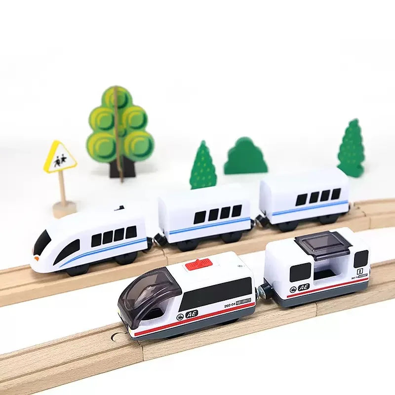 New Electric Universal Simulation High Speed Train Magnetic Locomotive Fit for Wooden Train Track Railway Educational Toys Gifts