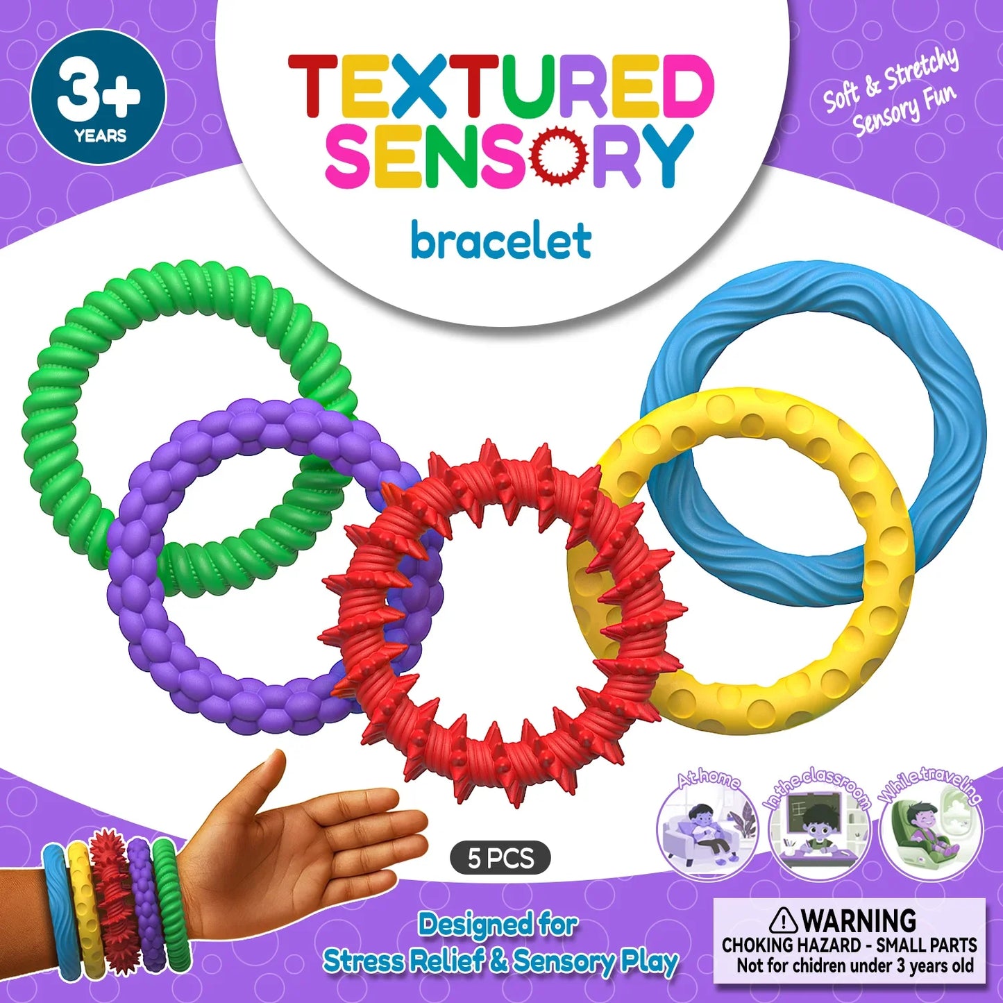 Sensory Bracelet EDC Fidgeting Antistress Anxiety Fidget Ring Anti Stress Relief Toy for Kids Children Autism ADHD Toys New 2025