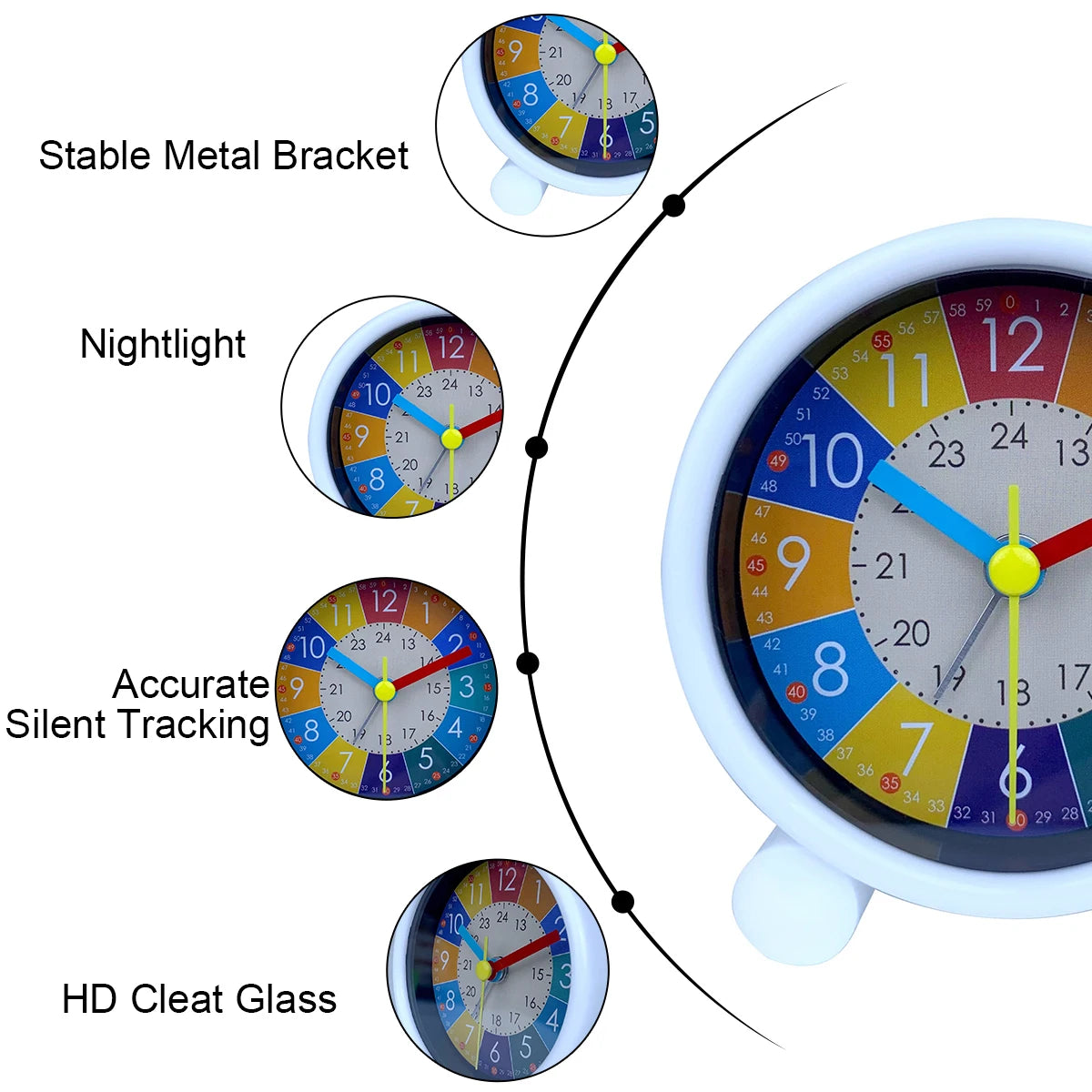 Cute Children's Educational Alarm Clock Bedroom Desktop Early Education Small Animal Round Mute For Boy Girls Home Decoration