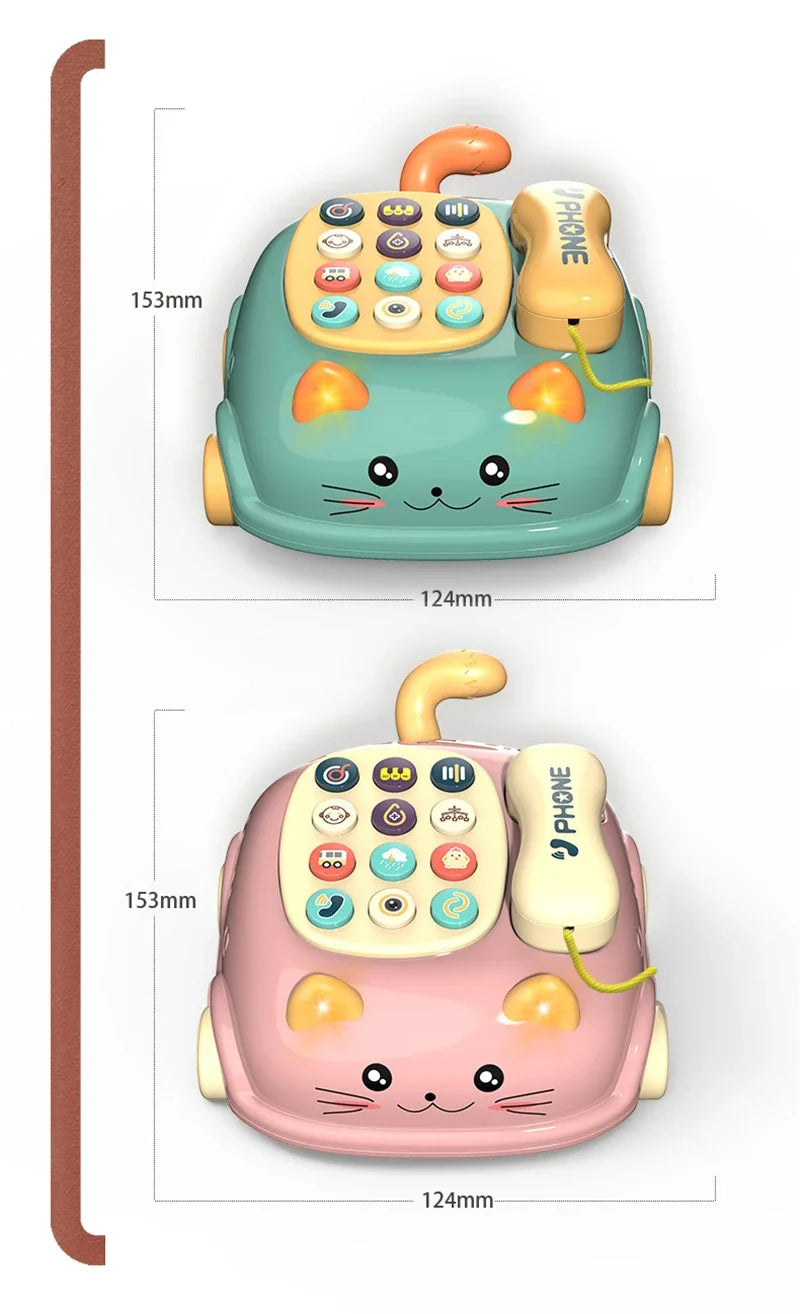 Baby 3-in-1 Musical Phone Toys Toddler Interactive Learning Toy with Lights Cat Telephone Story Early Education Montessori Gift