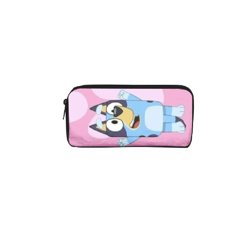 Bluey Bingo dog Fully Printed Flap Pen Bag Stationery Box Cartoon Large Capacity Pencil Case Cute Anime Bags Student School Bag