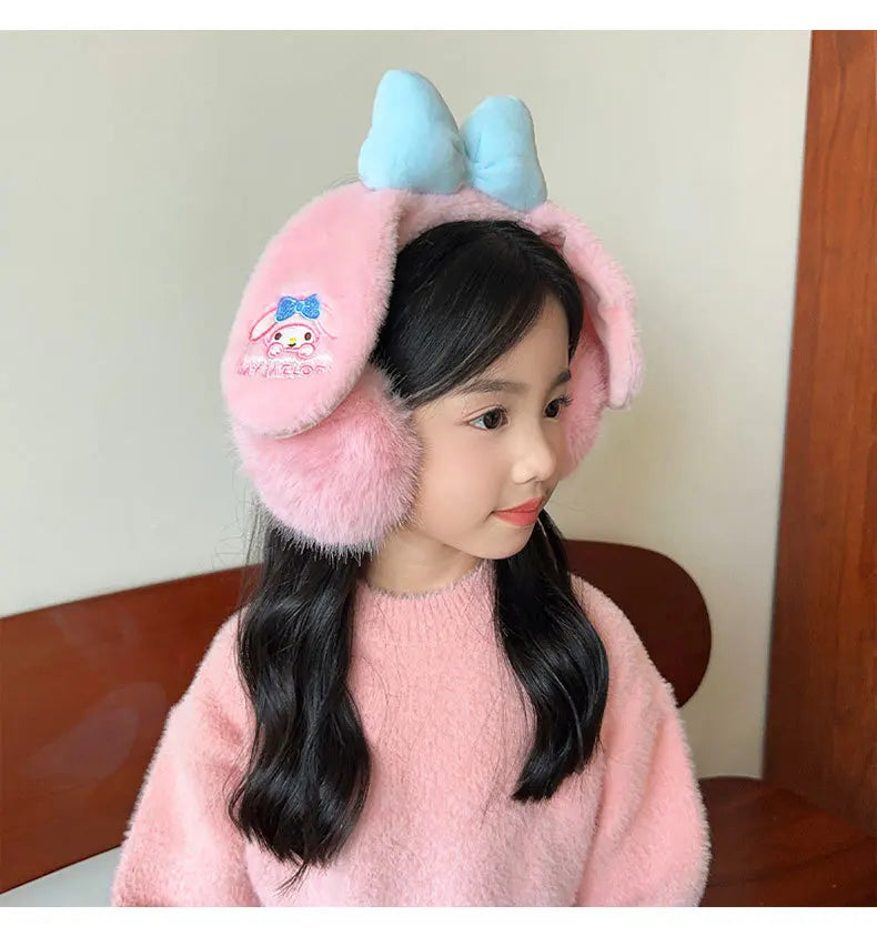 Kuromi Cinnamoroll Melody Plush Earmuffs Girls New Anime Ear Cover for Winter Kids Outdoors Warm Ear Muffs Children Xmas Gift
