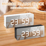 Smart Alarm Clock Bedside Table Led Alarm Clock Digital Children's Electronic Alarm Clock Curved Screen Mirror Temperature