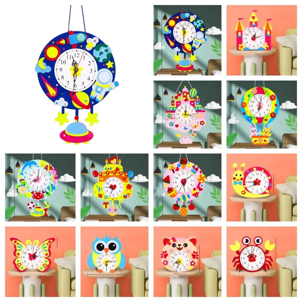 Nonwoven Fabric Cognition Clocks Toys DIY Puzzle Hour Minute Second DIY Clock Toys Cartoon Clock Time Teaching Aid Kids Gift