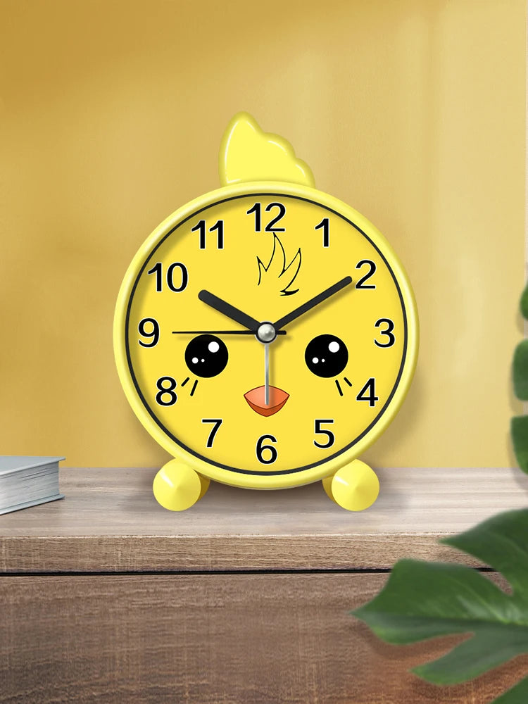 Cute Children's Educational Alarm Clock Bedroom Desktop Early Education Small Animal Round Mute For Boy Girls Home Decoration
