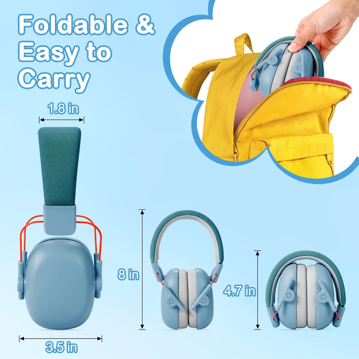 Kids Hearing Protection Earmuffs Baby Ear Defenders Noise Reduction Earmuff For Autism Children Toddlers Reading Sleeping