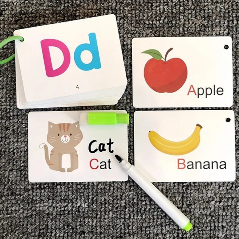 Flash Cards Alphabet Double Sided Flash Cards Toddlers ABC Letters Learning Toy Educational Preschool Kids Children Flashcards