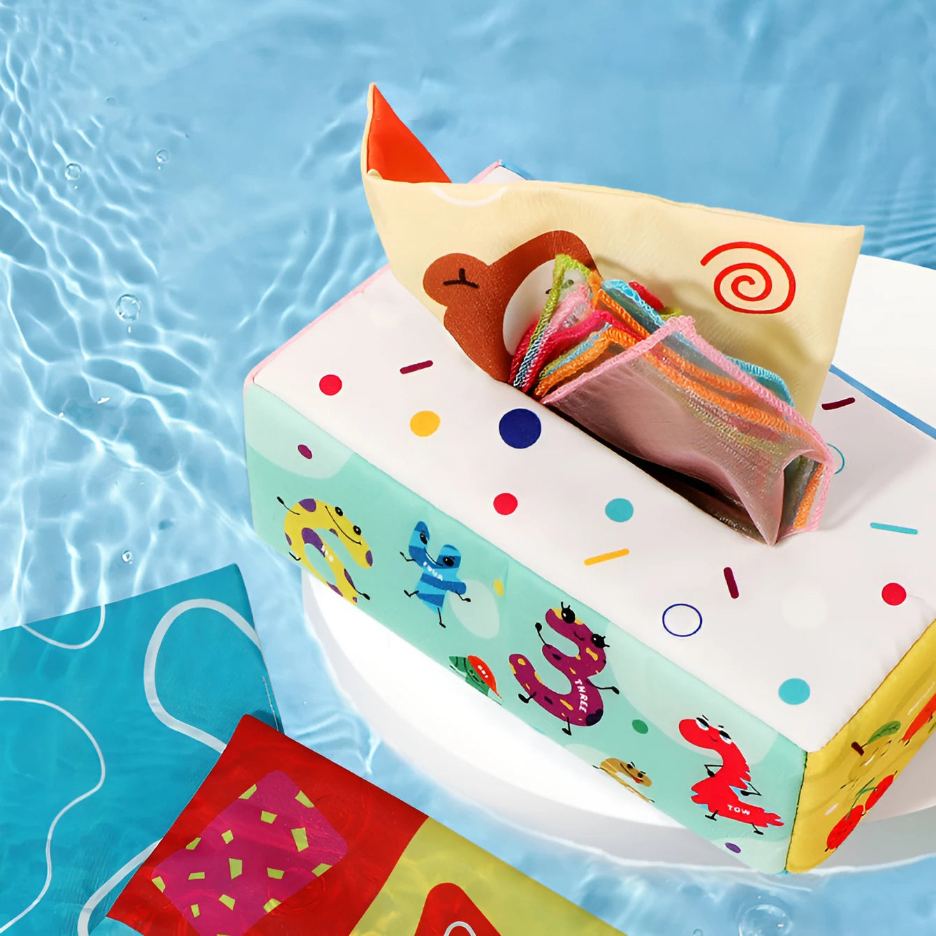 Fun Cartoon Unbreakable Cloth Book Ring Paper Tissue Box Toy