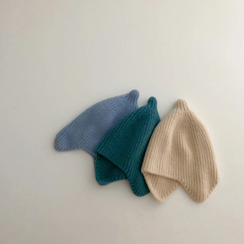 Korean Baby Ear Protection Hat Warm Warm Toddler Kintted Hats 1-3Years Girl Boy Earmuffs Cap Solid Woolen Kids Crochet Bonnet 모자