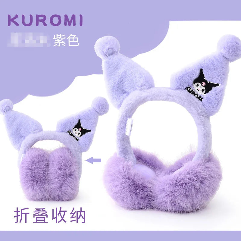Kuromi Cinnamoroll Melody Plush Earmuffs Girls New Anime Ear Cover for Winter Kids Outdoors Warm Ear Muffs Children Xmas Gift