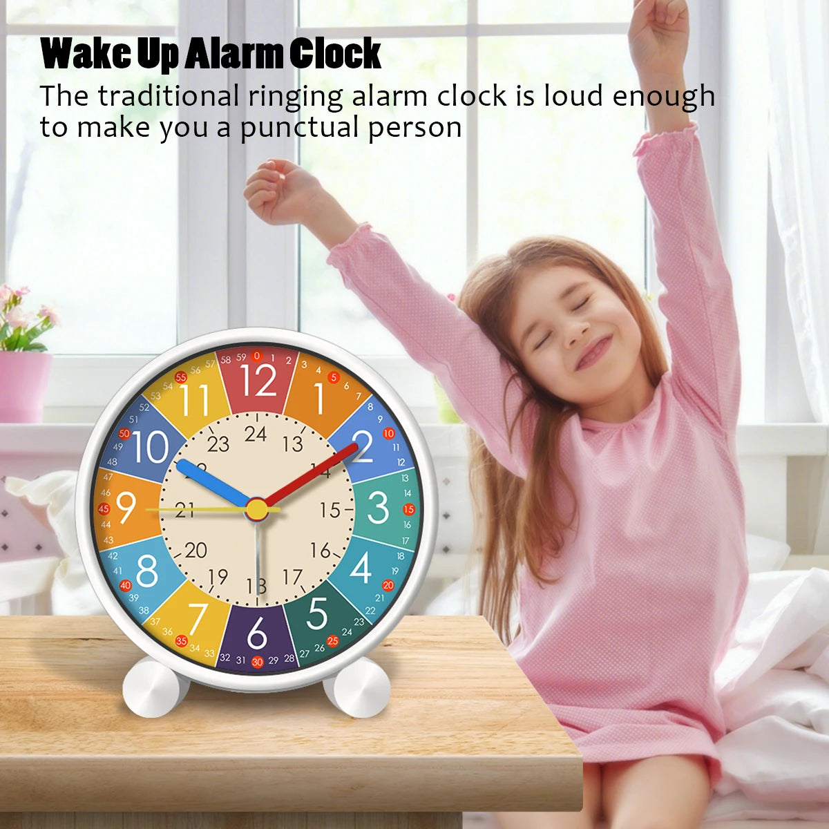 Cute Children's Educational Alarm Clock Bedroom Desktop Early Education Small Animal Round Mute For Boy Girls Home Decoration