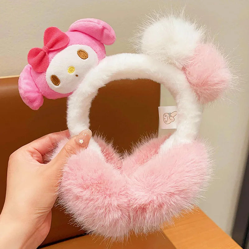 Kuromi Cinnamoroll Melody Plush Earmuffs Girls New Anime Ear Cover for Winter Kids Outdoors Warm Ear Muffs Children Xmas Gift