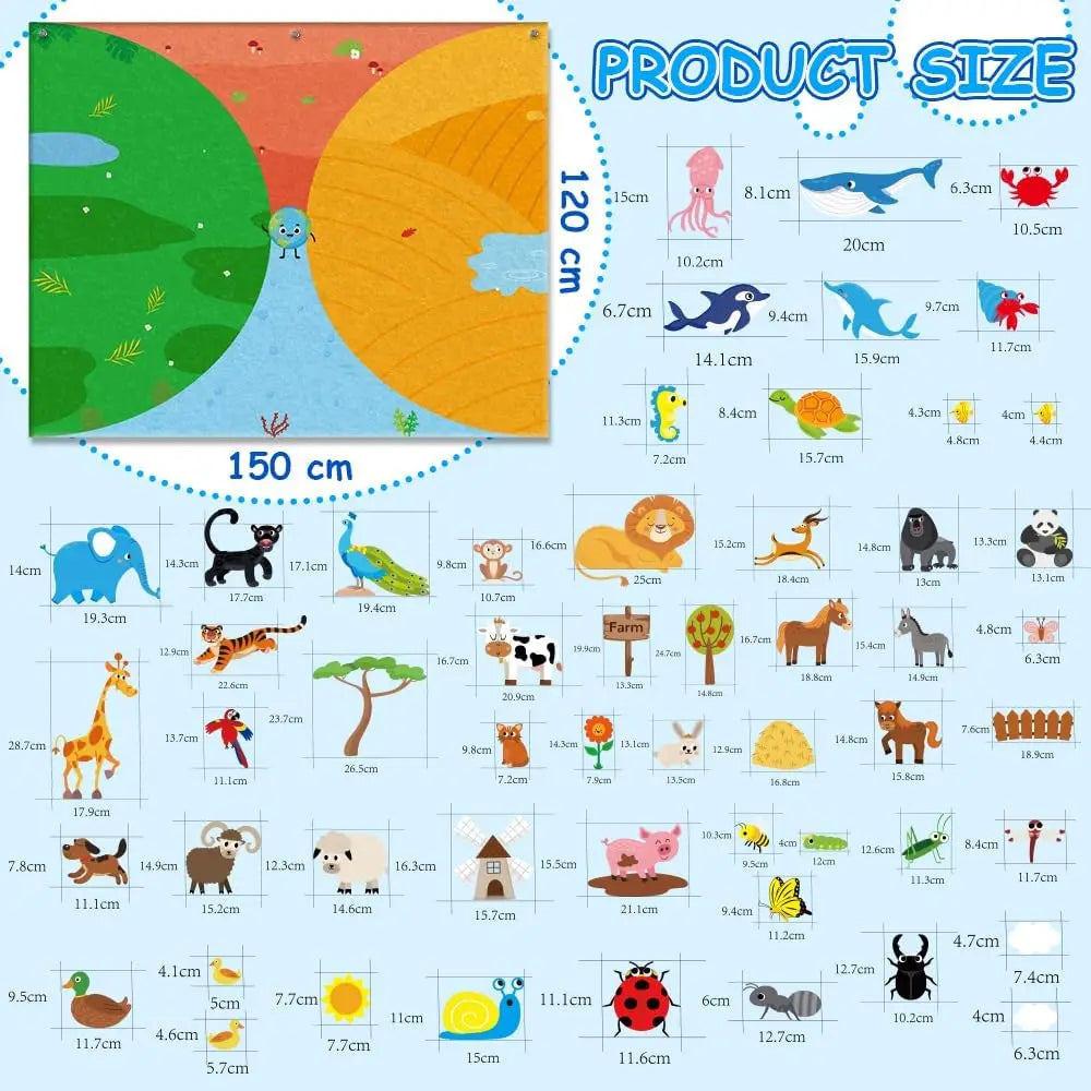 Farm Animals Felt Story Busy Board 4 IN 1 Themed Storytelling Farm Sea Zoo Vehicle Early Learning Interactive Wall Hanging Gifts