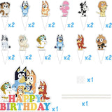 25pcs Bluey  Cartoon Blue Dog Bingo Cake Decoration Top Happy Birthday For Cake Dessert Kids Birthday Party Photo Decorations