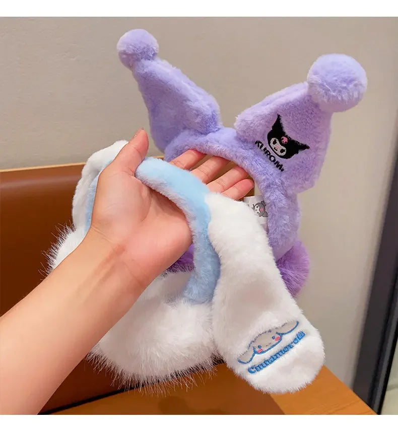 Kuromi Cinnamoroll Melody Plush Earmuffs Girls New Anime Ear Cover for Winter Kids Outdoors Warm Ear Muffs Children Xmas Gift
