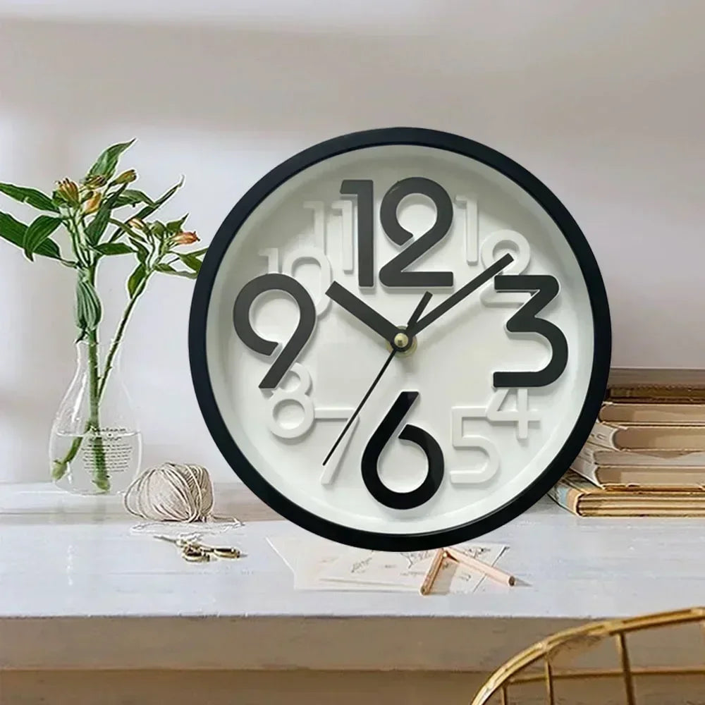 Children's Study Non-Ticking Wall Clock Luxury Silent Battery Operated Round Wall Clock for  Modern Simple Style Home Decor