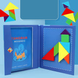 Hot Magnetic Jigsaw Puzzle 3D Geometric Shapes Tangram Board Kids