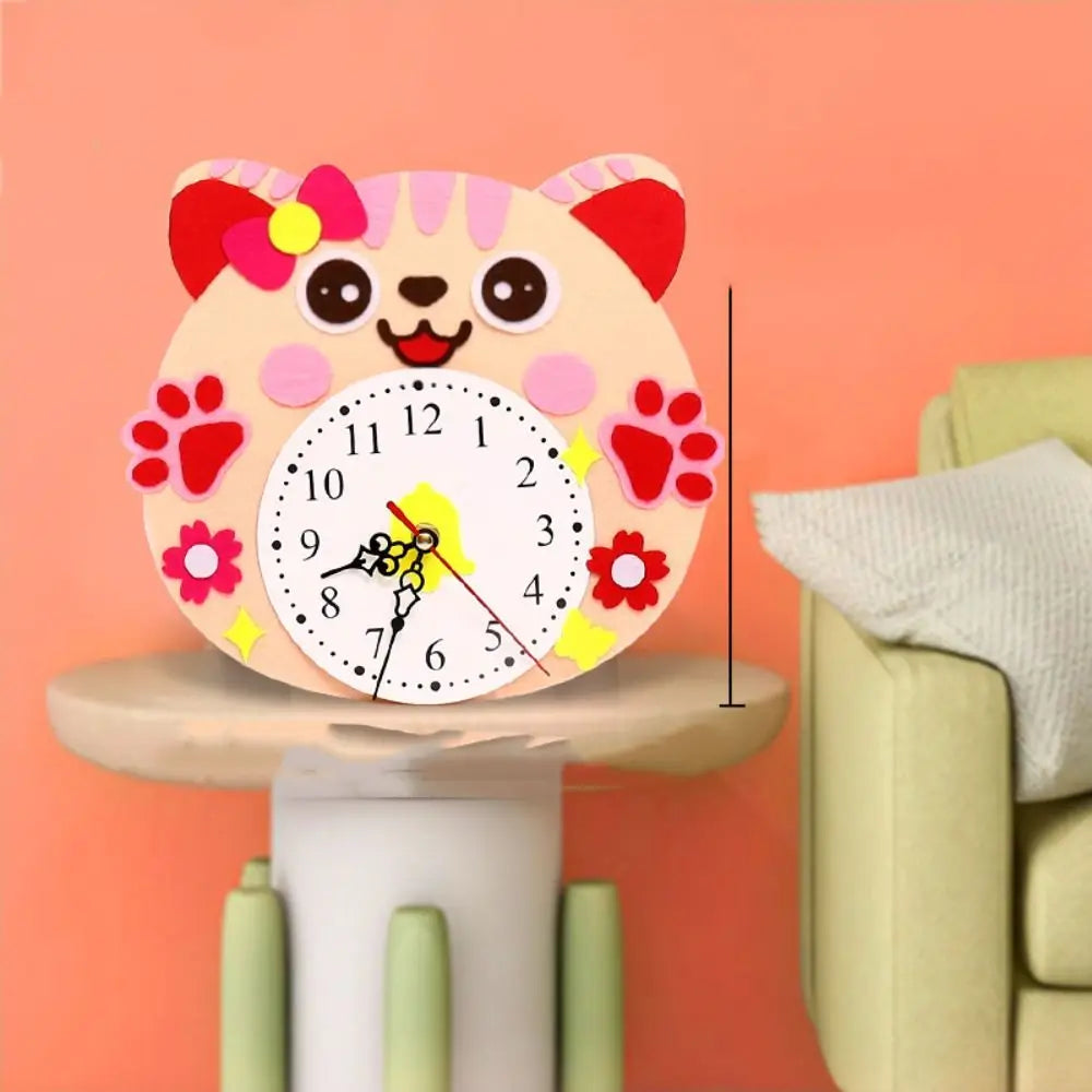 Nonwoven Fabric Cognition Clocks Toys DIY Puzzle Hour Minute Second DIY Clock Toys Cartoon Clock Time Teaching Aid Kids Gift