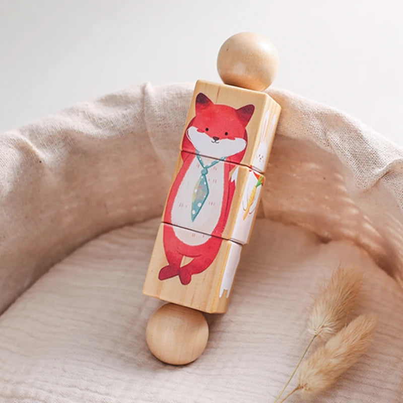 Baby Wooden Rotating Jigsaw Puzzle Hand bell Toy Baby Mobile Musical Rattle Toy Montessori Puzzle Game For Babies Newbaby Gift