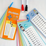 Flash Cards with Dry Erase Markers 30 Cards 0-12 Multiplication Division Educational Times Table Learning Math Games Chart