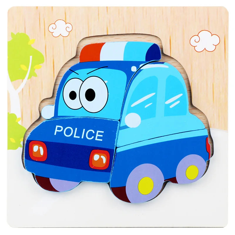 Wooden Puzzles Educational Cartoon Animals Early Learning Cognition Intelligence Puzzle Game For Children Toys