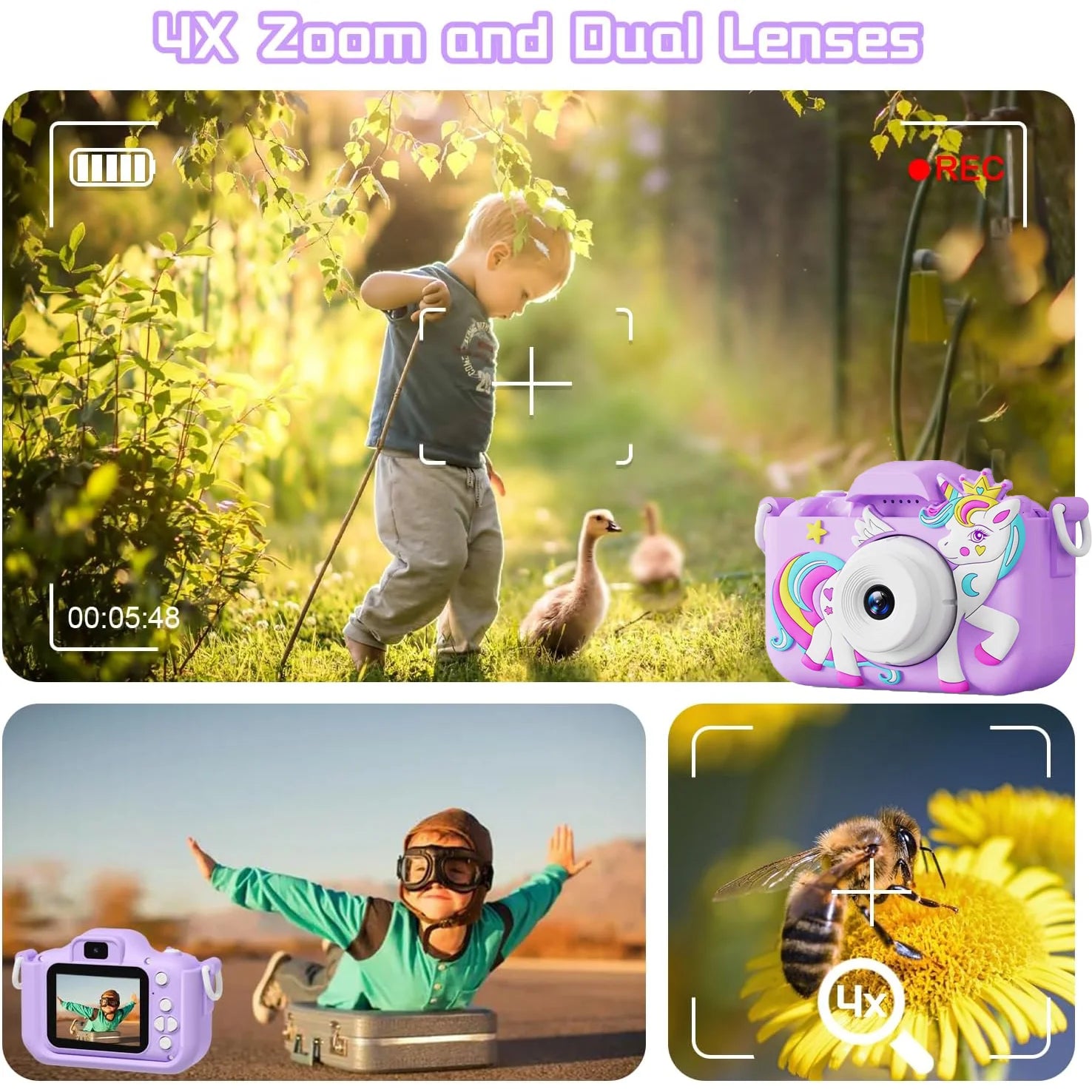 Kids Camera Digital Dual Camera HD 1080P Video Camera Toys with 32GB Card Mini Cam Color Display Children Birthday Gift Kids Toy