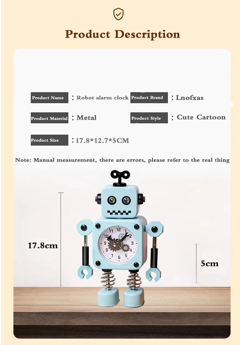 Robot Alarm Clock, Non-Ticking Wake-up Clock with Flashing Eye Lights and Rotating Arm, Gift for Kids, Funny Decoration for Desk