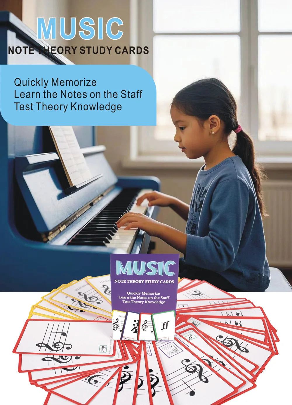 Music Flash Cards piano guitar chord chart, guitar piano learning music note card, music flash card