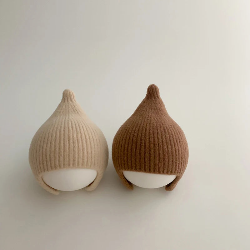 Korean Baby Ear Protection Hat Warm Warm Toddler Kintted Hats 1-3Years Girl Boy Earmuffs Cap Solid Woolen Kids Crochet Bonnet 모자