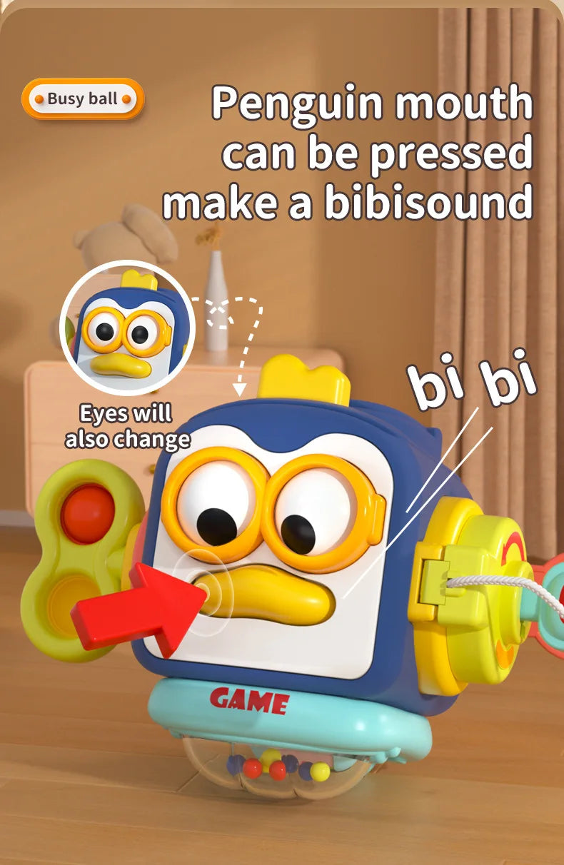 Montessori Sensory Toys Baby Busy Cube Activity Travel Toy Educational Learning Fidget Toys for Fine Motor Skills Children Gift