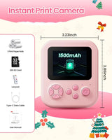 Kids Camera Instant Print Bluetooth Connection Photo 1080P HD Toddler Camera for Girls Boys 3-12 Age Birthday Christmas Gifts