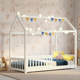 Artiss Bed Frame Wooden Kids House Frame White ROCK
