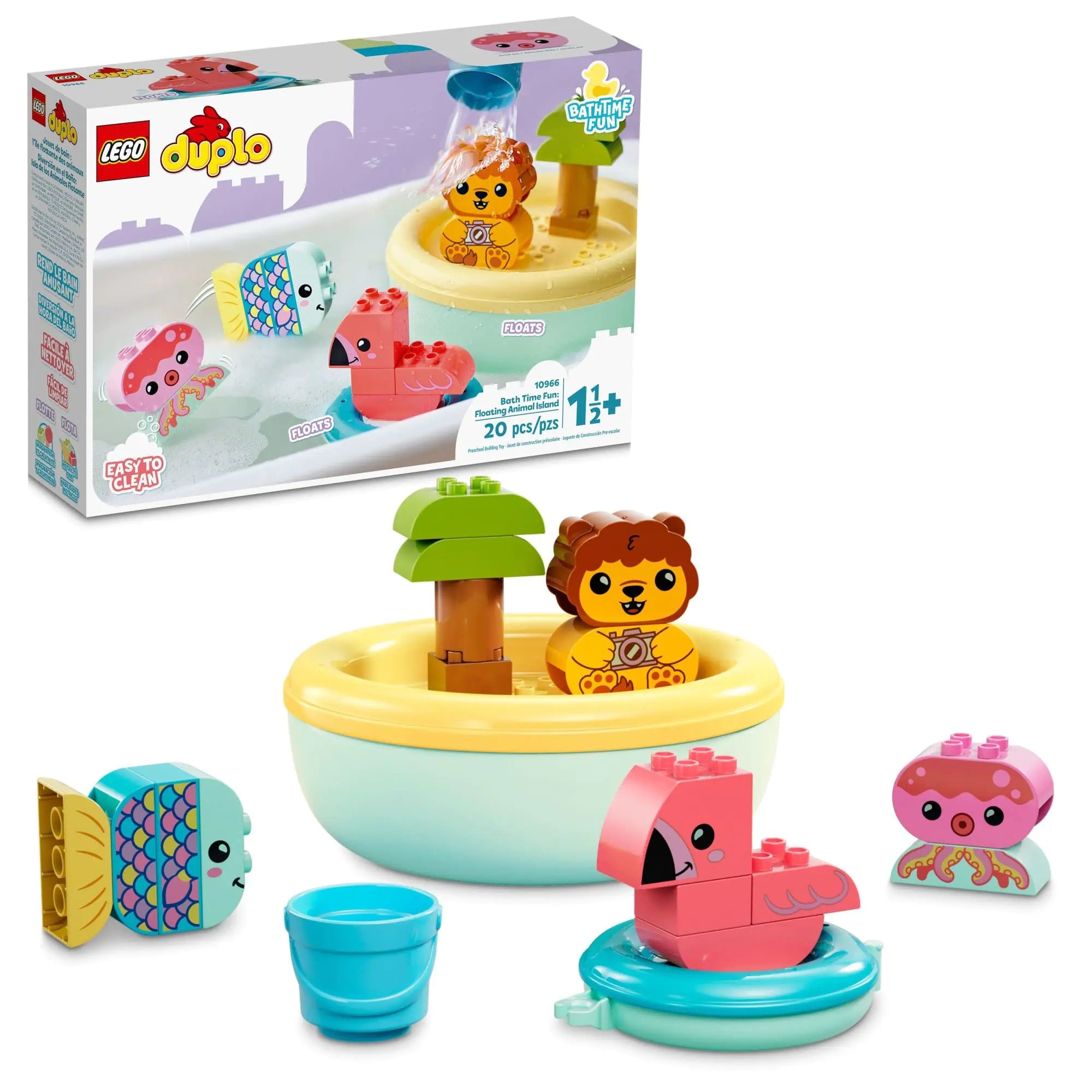 LEGO DUPLO Bath Time Fun: Floating Animal Island 10966 Bath Toy for Babies and Toddlers 1.5 Plus Years Old Baby Bathtub Water Toys Easy to Clean
