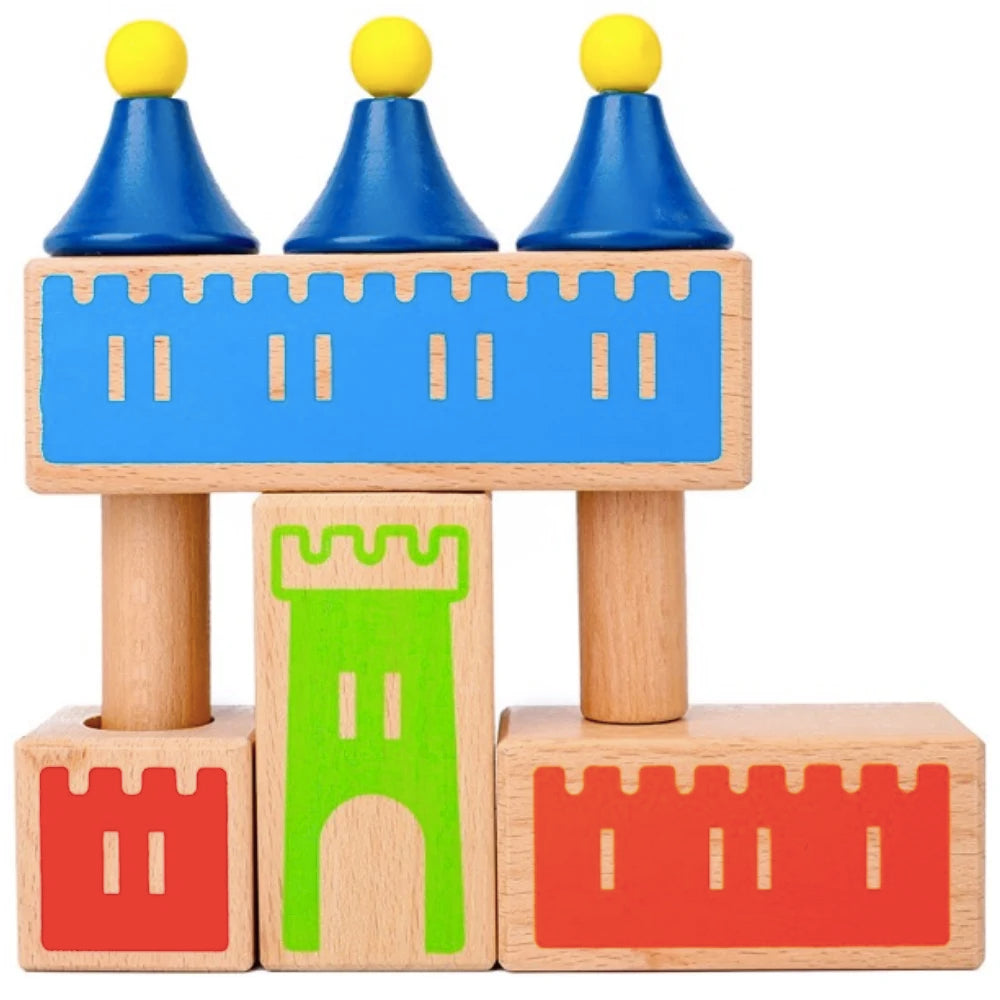 Wooden block puzzle Montessori kid toys wood changing dream castle building block IQ training game thinking gift logical
