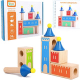 Wooden block puzzle Montessori kid toys wood changing dream castle building block IQ training game thinking gift logical