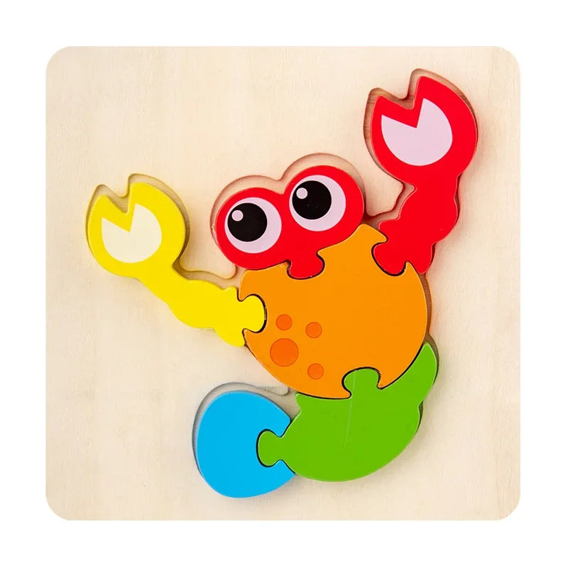 Montessori Wooden Animals Puzzle Toy for Kids Gift Educational Learning Toys Animals 3D Puzzle Kids Early Education Puzzle-Toys