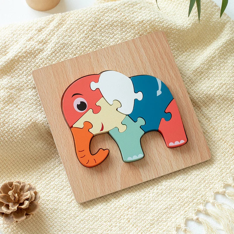 3D Wooden Puzzle Toys for Children Baby Cartoon Wooden Animal Traffic 3D Puzzle Early Learning Cognition Game Puzzle Toy Игрушки