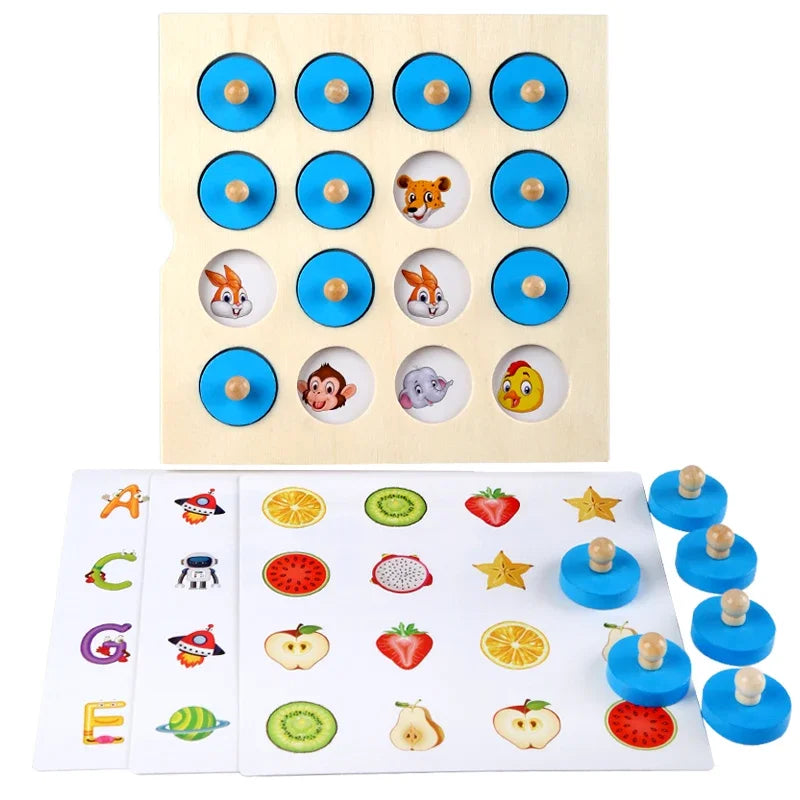 Children Montessori Wooden Board Game Instant Photo Memory Chess Early Learning Educational Toys For Kids Gifts