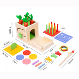 New Montessori Wooden Shape Color Match Coin Box Permanent Double drawer Kids Sensory Toys Radish Blocks Box Toys for Baby Gifts