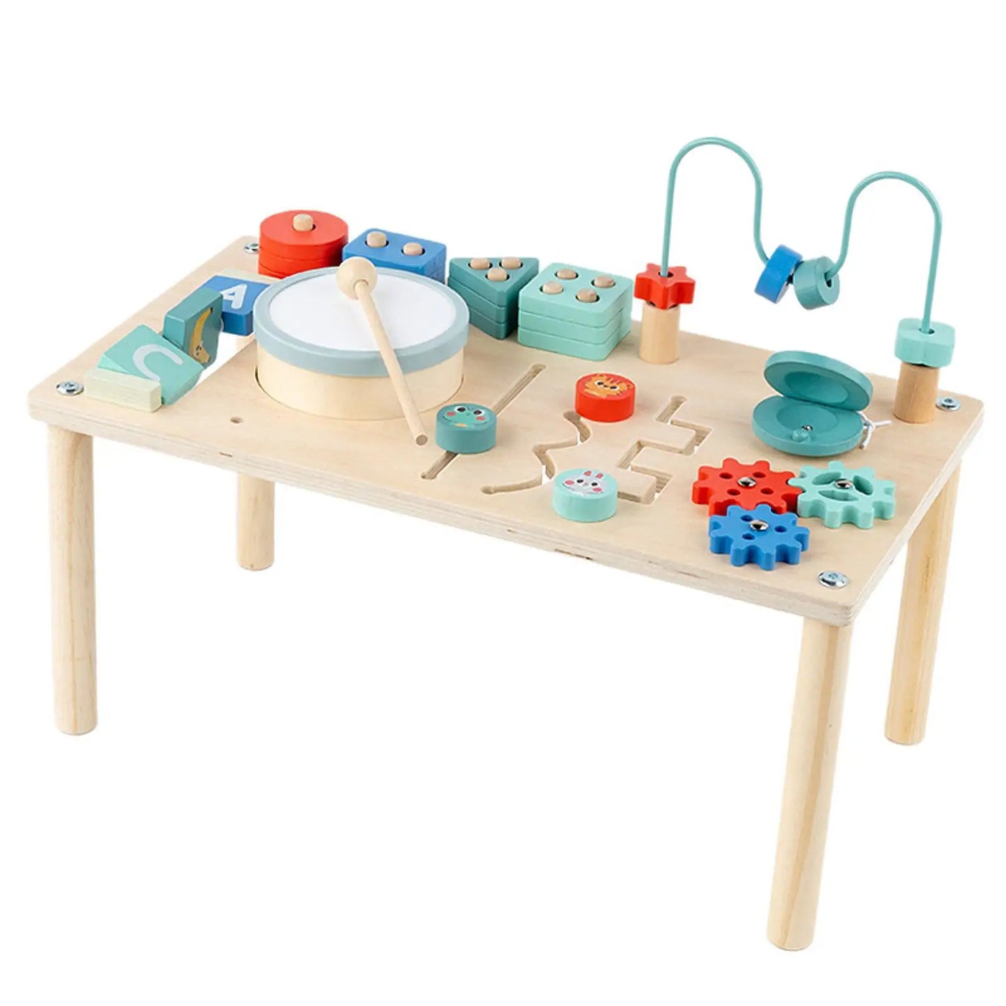 Activity Table Activity Center, Shape Sorter, Wooden Sensory Toys for 1+ Year Old, Children, Infant, Boys ,Girls Birthday Gifts