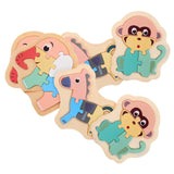 6Pcs Montessori Wooden Animal Puzzles Early Learning Preschool Matching Game Wood Sorting Educational Set for Toddlers