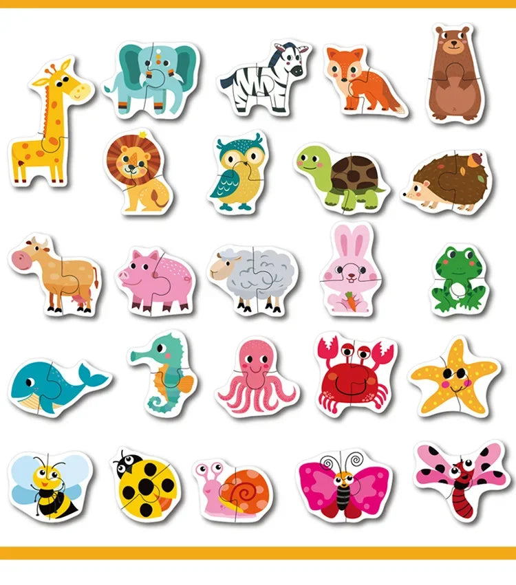 Children Matching Puzzle Animal Transportation Fruits Vegetables Early Learning Toys for Kids Children Educational Toy Gift