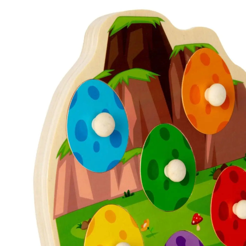 Wooden Peg Wood Dinosaur Jigsaw Early Learning Preschool Animal Domino Puzzle Toy Multi-layer Educational Toddler Puzzles